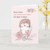 für Kinder Beileid Pink Kitty Cat und Blume Karte (Gelbe Blume)