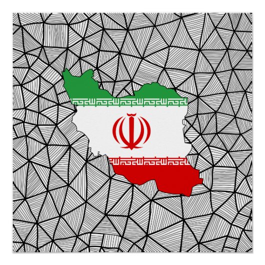 Für Kinder: Creative Iran Flag mit Karte Poster (Vorderseite)