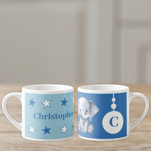 Für Kinder Elefant Name blau Espressotasse