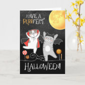 für Kinder Halloween Funny Cats in Kostümen Karte (Gelbe Blume)