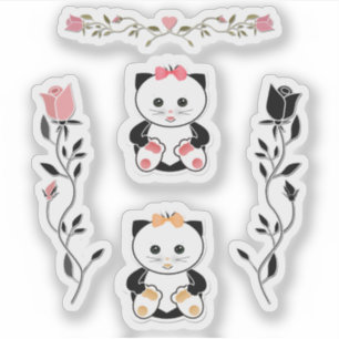 Für Kinder, kleine Kätzchen, Katze, Rosa und Aufkleber