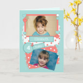 Für Kinder korallengrüne Polka Punkte jeden Alters Karte (Gelbe Blume)