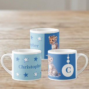 Für Kinder Leopard Name blau Espressotasse