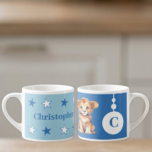 Für Kinder Löwenname blau Espressotasse