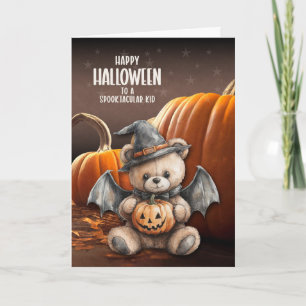 Für Kinder Teddybär Hexe und Fledermausflügel Hall Feiertagskarte