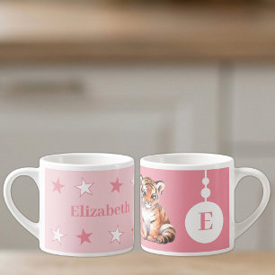 Für Kinder Tiger Name rosa Espressotasse