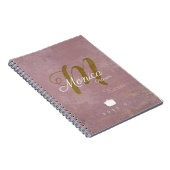 für Koch ein stylisches Monogramm auf staubige Ros Notizblock (Rechte Seite)