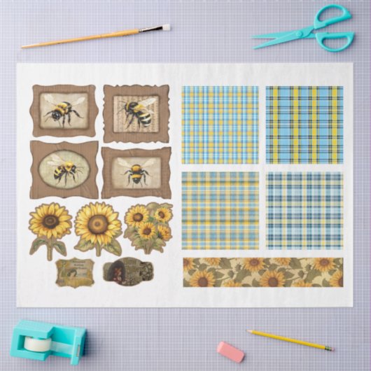 Für Künstler Crafters Sunflower Ephemera Seidenpapier (Basteln)