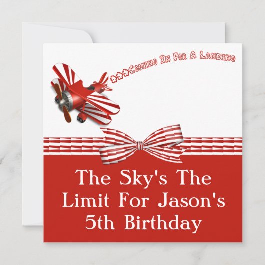 Für landenflugzeug-Geburtstag hereinkommen Einladung (Vorderseite)