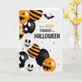 für Lehrer Balloons und Polka Docks Halloween Karte (Gelbe Blume)