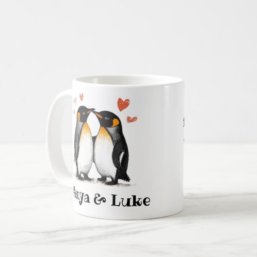 Für Liebhaber, Pinguine Zitat, Namen hinzufügen, b Kaffeetasse (Vorderseite Links)