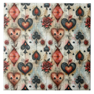 Für Liebhaber von Kartenspielen. Kartensymbolen sp Fliese