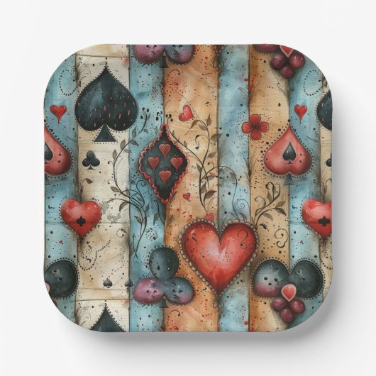 Für Liebhaber von Kartenspielen. Kartensymbolen sp Pappteller (Vorderseite)