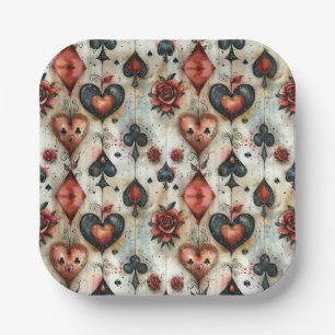 Für Liebhaber von Kartenspielen. Kartensymbolen sp Pappteller