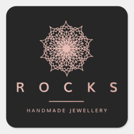 Für Liz Mandala Pink Rose Gold Metallic Black Quadratischer Aufkleber