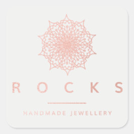 Für Liz Mandala Pink Rose Gold Metallic Grau Quadratischer Aufkleber