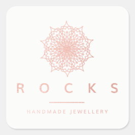 Für Liz Mandala Pink Rose Gold Metallic White Quadratischer Aufkleber