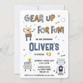 Für lustige Roboter-Charaktere der Geburtstagspart Einladung