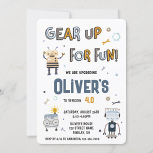 Für lustige Roboter-Charaktere der Geburtstagspart Einladung