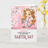 für Mädchen Rosa und Rote Rose Garten Name Oster Karte (Gelbe Blume)