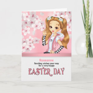 für Mädchen Rosa und Rote Rose Garten Name Oster Karte