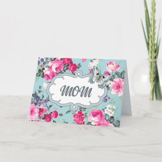 Für Mama am Muttertag. Vintage Rose Karte (Vorderseite)