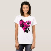 Fur Mama Big Pink Heart Paw Prints Liebe Geschenk T-Shirt (Vorne ganz)
