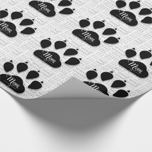 für MAMA Black Dog Paw on Woof Background Geschenkpapier (Ecke)