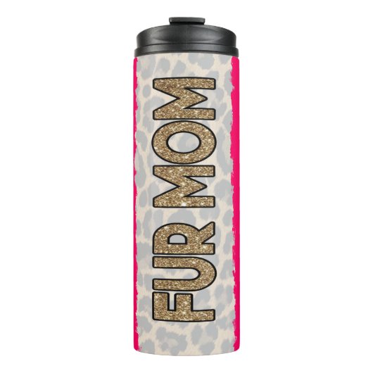Fur Mama Cat Dog Gold Glitzer Thermosbecher (Vorderseite)