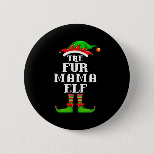 Fur Mama Elf Matching Family Group Christmas Party Button (Vorderseite)