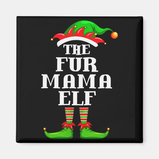 Fur Mama Elf Matching Family Group Christmas Party Magnet (Vorne)