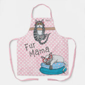 Fur Mama Funny Whimsical Cats Personalisiert Name Schürze (Vorderseite)