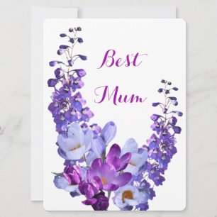 Für Mama hübsche violette Krokus Blumen retro chic Feiertagskarte