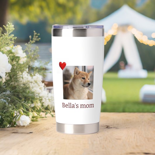 Fur Mama Love – Cute Dog Photo Water Bottle Thermobecher (Hochzeit (gedreht))
