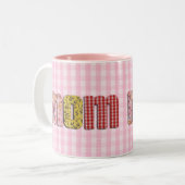 Für Mama (Patchwork-gequilter Text) Zweifarbige Tasse (Vorderseite Links)