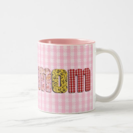 Für Mama (Patchwork-gequilter Text) Zweifarbige Tasse (Rechts)