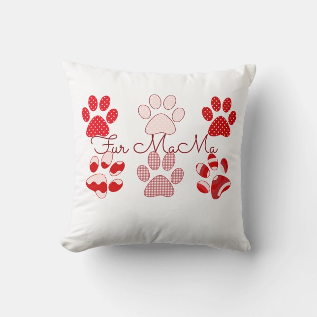 Fur MaMa Paw Prints Kissen (Vorderseite)