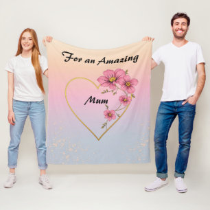 Für Mama Rosa Florales Gold Herz Muttertag Fleecedecke