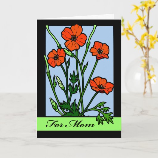 Für Mama rote Mohnblumen für alles Gute zum Karte (Gelbe Blume)