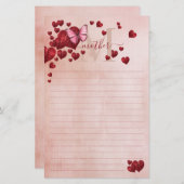 Für Mama Schmetterling Herzförmige Blätter Bouquet Briefpapier (Vorne/Hinten)