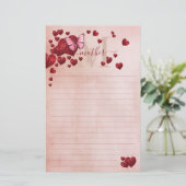 Für Mama Schmetterling Herzförmige Blätter Bouquet Briefpapier (Stehend Vorderseite)