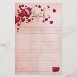 Für Mama Schmetterling Herzförmige Blätter Bouquet Briefpapier