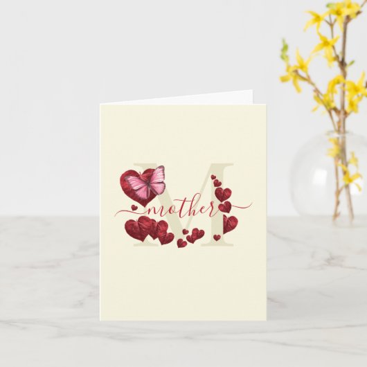 Für Mama Schmetterling Herzförmige Blätter Bouquet Karte (Gelbe Blume)