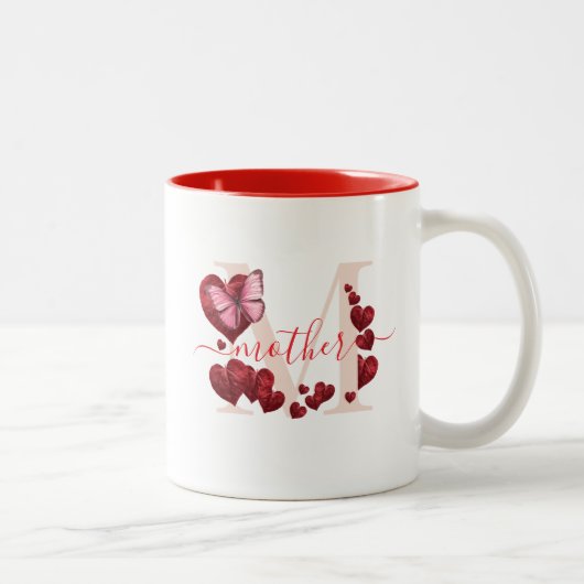 Für Mama Schmetterling Herzförmige Blätter Bouquet Zweifarbige Tasse (Rechts)