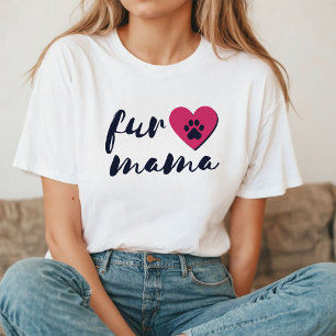 Fur Mama   Schwarzweiß-Rosa-Herzklopfen drucken T-Shirt