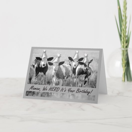 Für Mamaw Funny Birthday Cows Card Karte (Vorderseite)