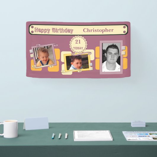 Für Männer 21. Fügen Sie Fotos den Namen burgundy Banner (Messe)