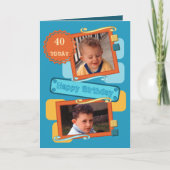 Für Männer hinzufügen Fotos orange blau 40. Geburt Karte (Vorderseite)