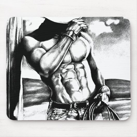 Für Männer maskuline Art musclated Cowboy Bodybuil Mousepad (Vorne)