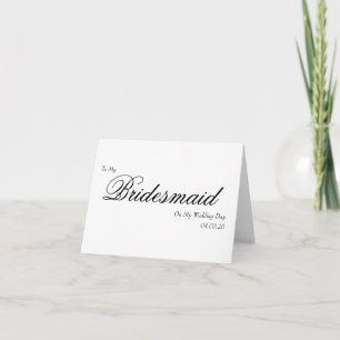 Für meine Brautjungfer an meinem Hochzeitstag Eleg Dankeskarte